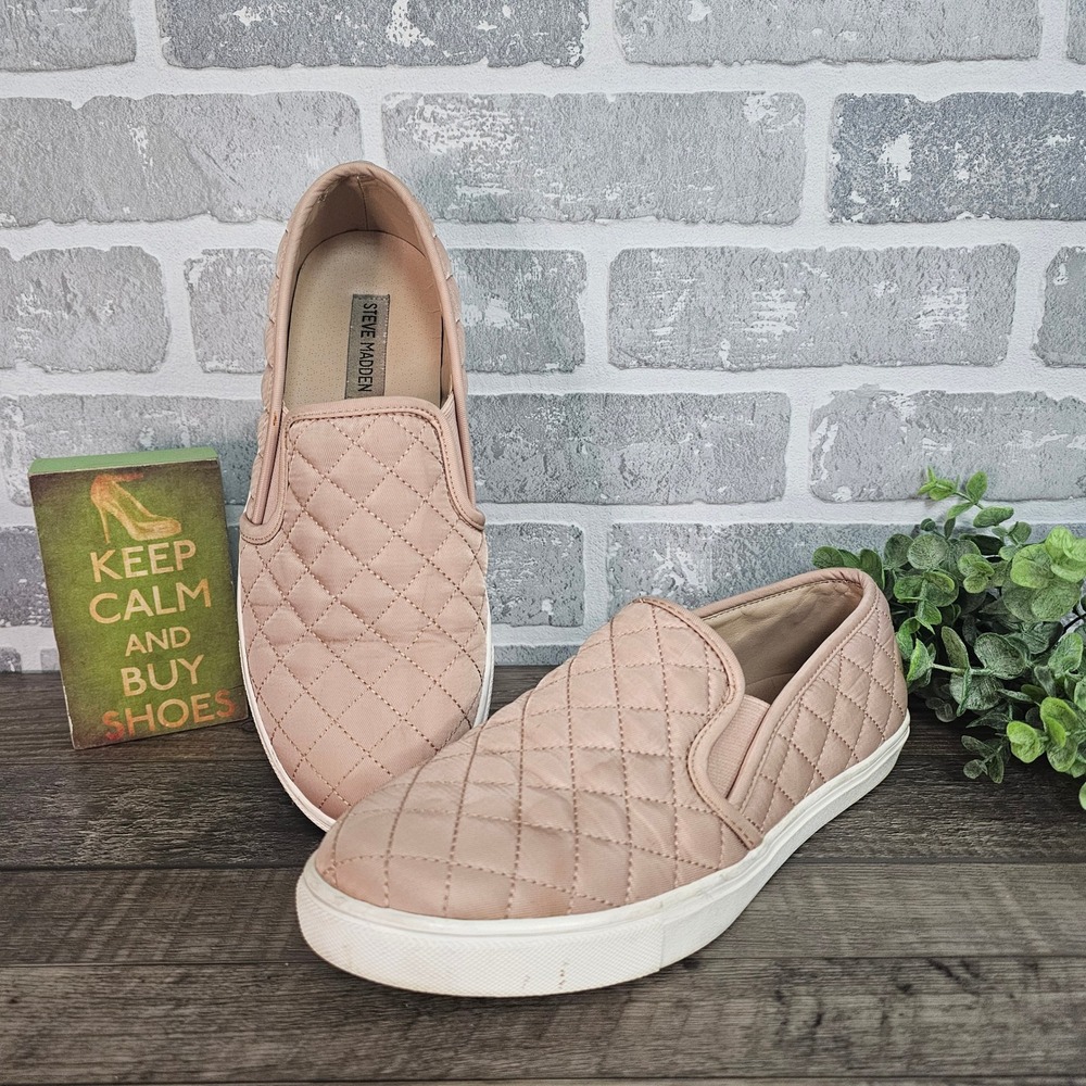 Steve Madden Minimalist Quilted Slip On Sneakers Blush Pink Women's 10M